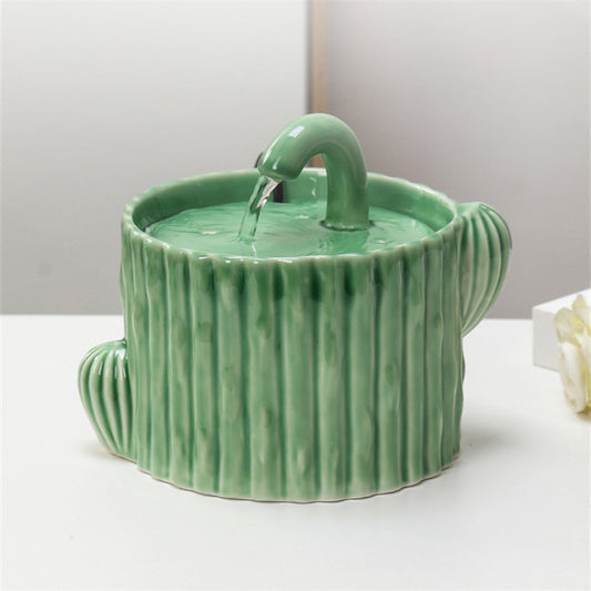 Ceramic Water Fountain - 2 Liters - Cactus Style 