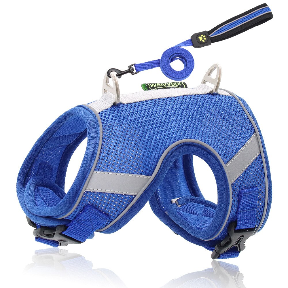 Adjustable nylon dog harness and leash - reflective safety collar
