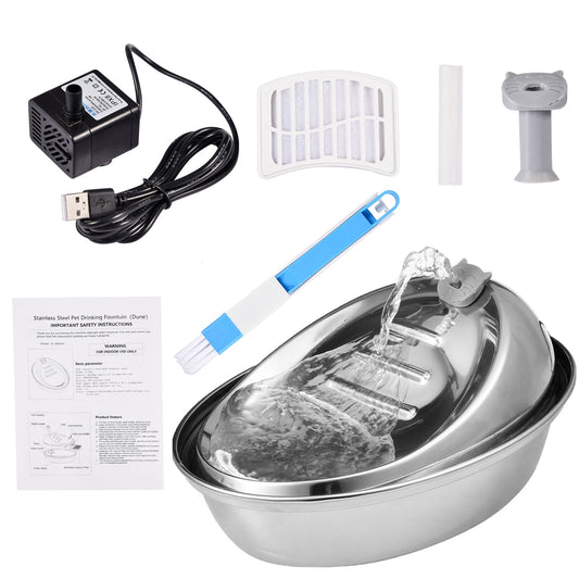 Water fountain 2L - stainless steel - Cat and Dog 