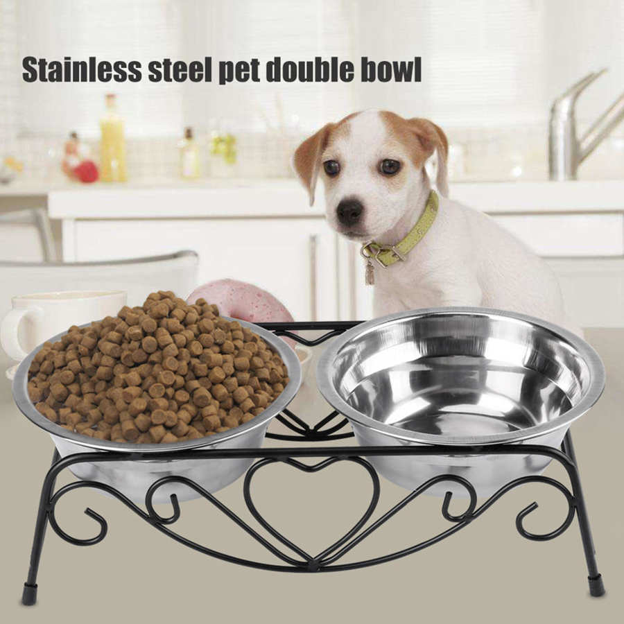 Double stainless steel bowl