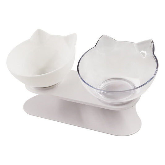 Double cat food bowl with integrated water dispenser - 1.8 liter capacity