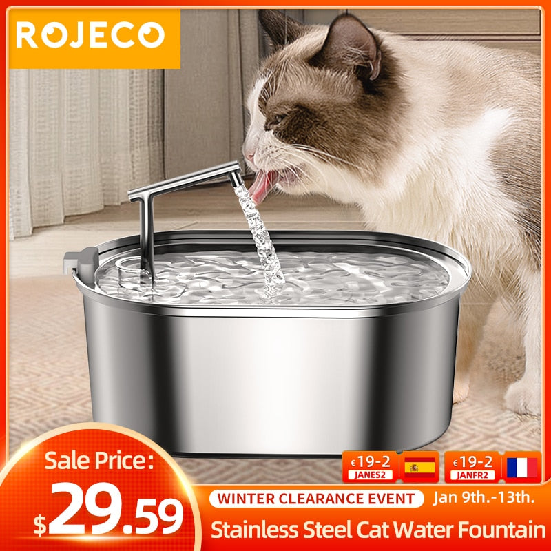 Stainless steel water fountain - dog and cat - 3.2 Liters